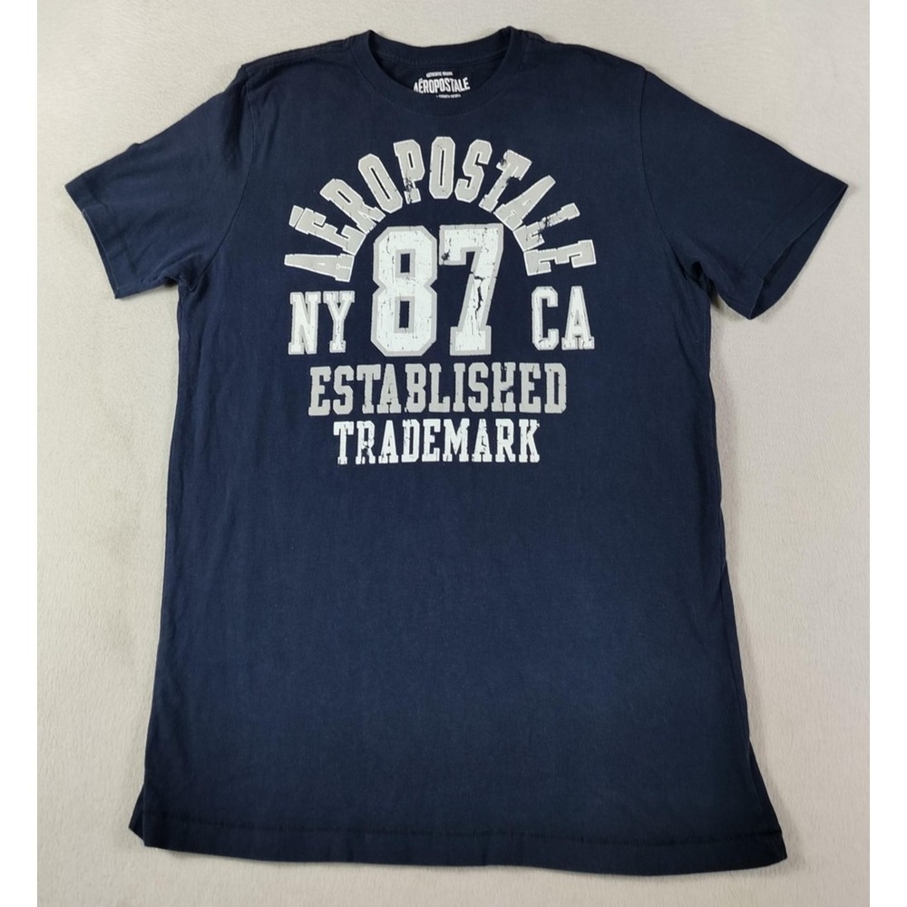 Aeropostale Shirt Mens Large‎ Blue 87 NY CA Established Trademark Graphic Tee